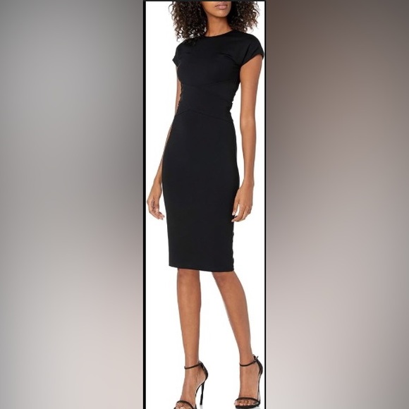 Ali and Jay black form fitting black dress with gold two way zipper on back - Picture 2 of 8